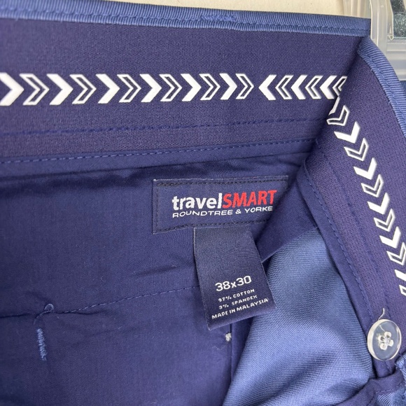 Roundtree & York Mens Travel Smart Core Comfort Blue Work Style Pants Size 38x30 - Picture 4 of 6